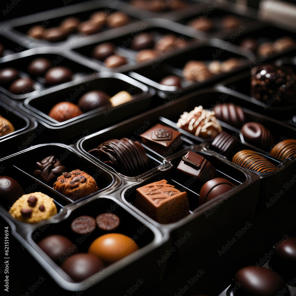 chocolate candies in box, generative ai chocolate candies in box, generative ai