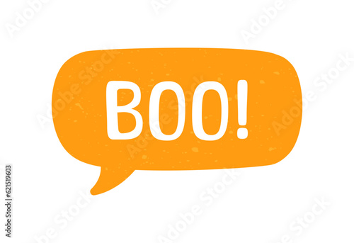 Speech bubble with text Boo! digital sticker vector illustration