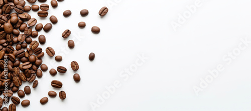 Coffee beans isolated on white background with copyspace for text, banner design
