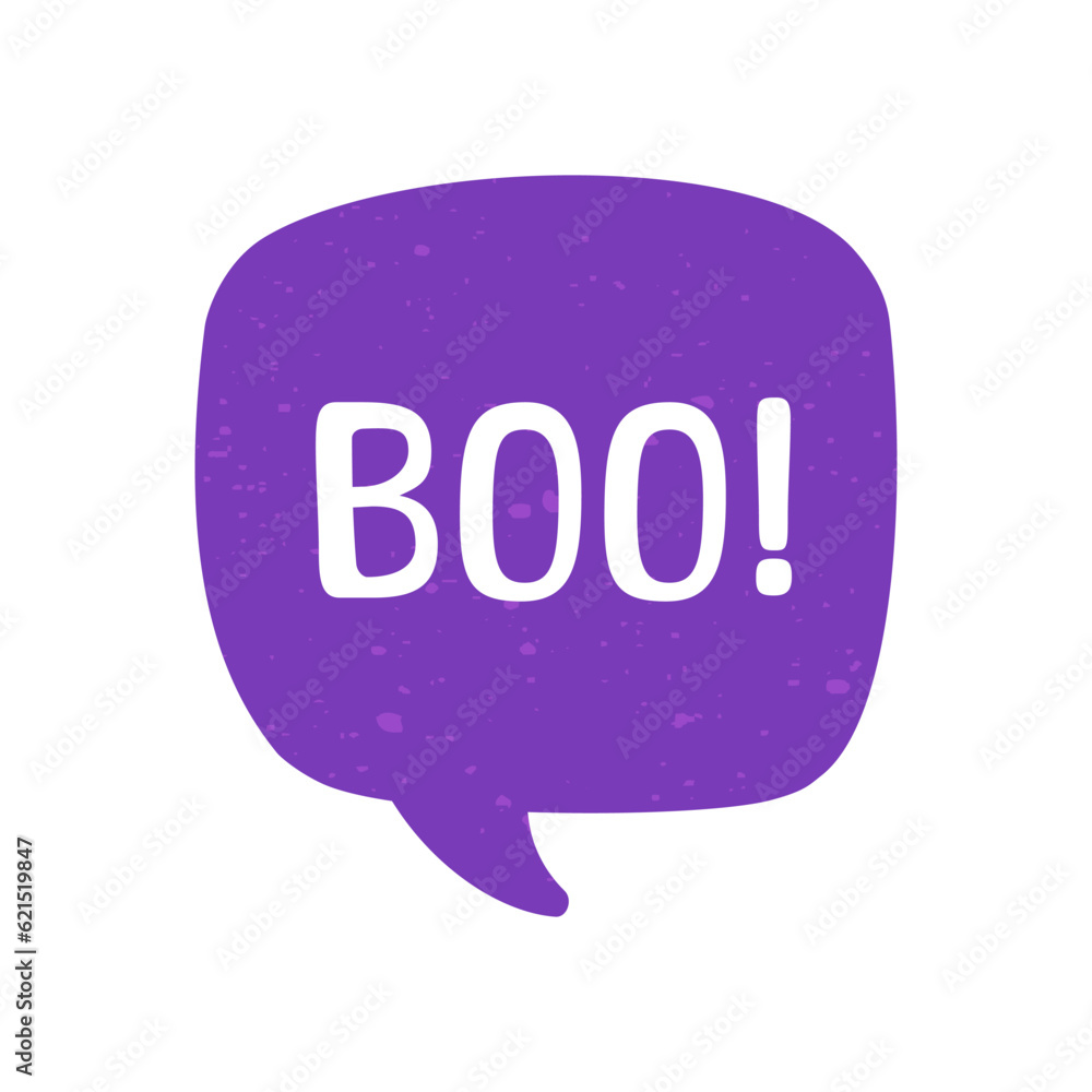Speech bubble with text Boo! digital sticker vector illustration Speech bubble with text Boo! digital sticker vector illustration