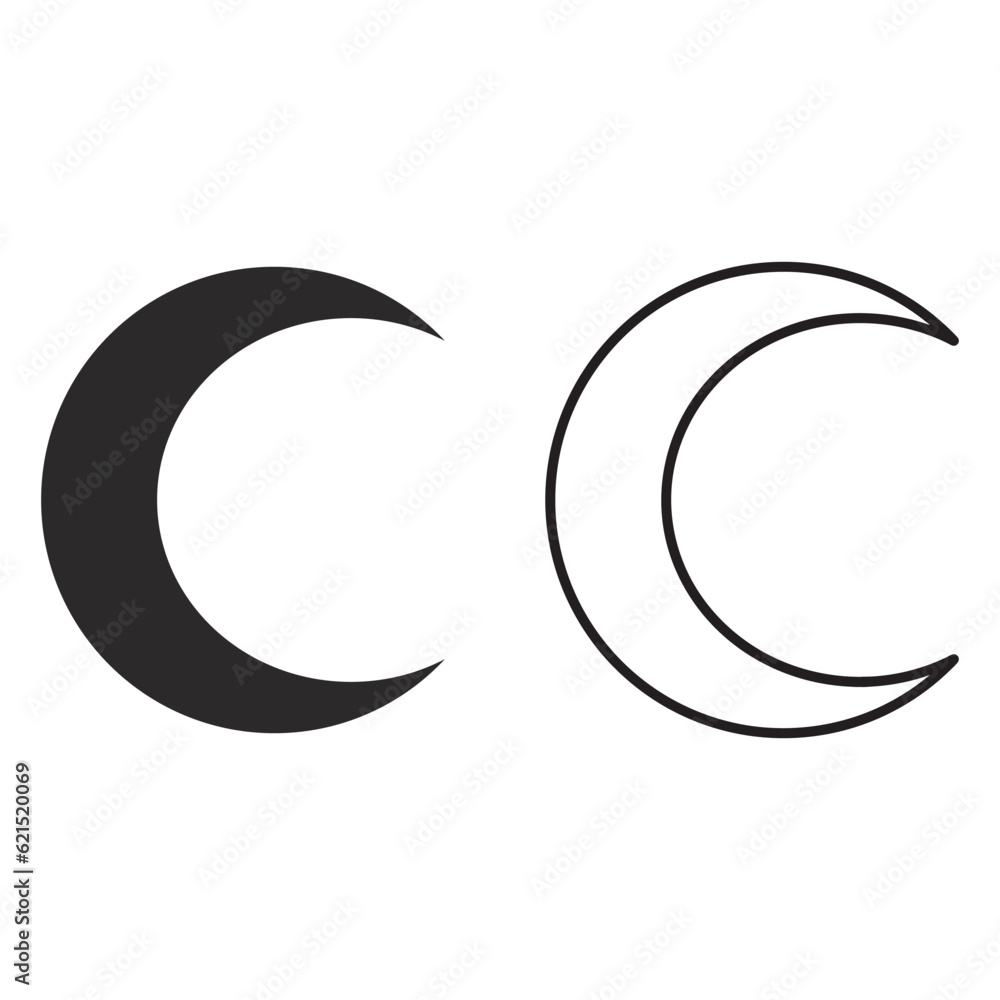 Moon and stars icon, vector moon illustration Moon and stars icon, vector moon illustration