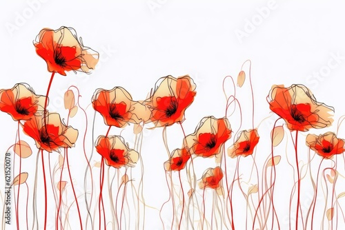 Beautiful composition with colorful poppy flowers. Generative AI.