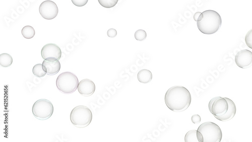 Canvas Print 3d render of soap bubbles isolated with transparent.