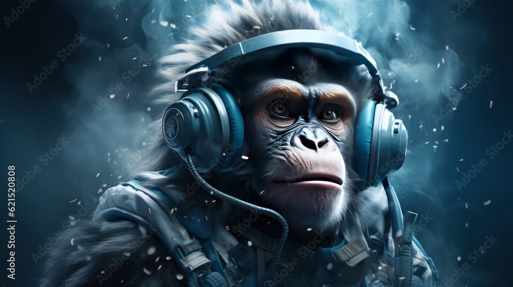 Cyborg Monkey concept, Generative AI Cyborg Monkey concept, Generative AI