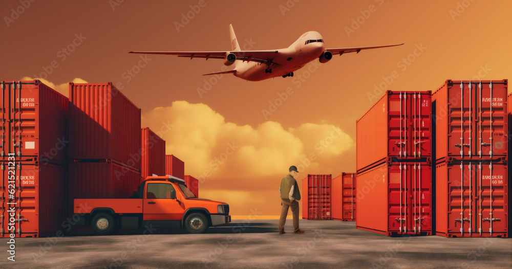 transportation container cargo shipping ship harbor industry import logistic export. Generative AI. transportation container cargo shipping ship harbor industry import logistic export. Generative AI.