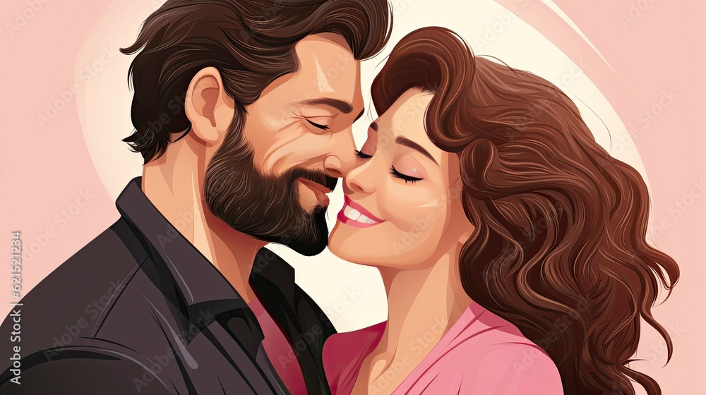 Love Couple illustration, Generative AI Love Couple illustration, Generative AI