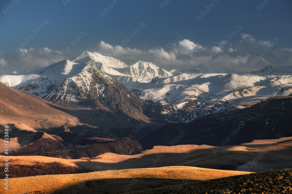 Caucasus mountains in the snow.