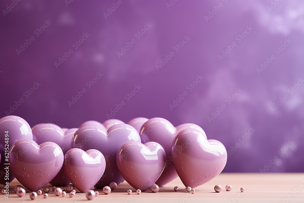 Valentine's day, copy space on soft purple background. AI generative Valentine's day, copy space on soft purple background. AI generative