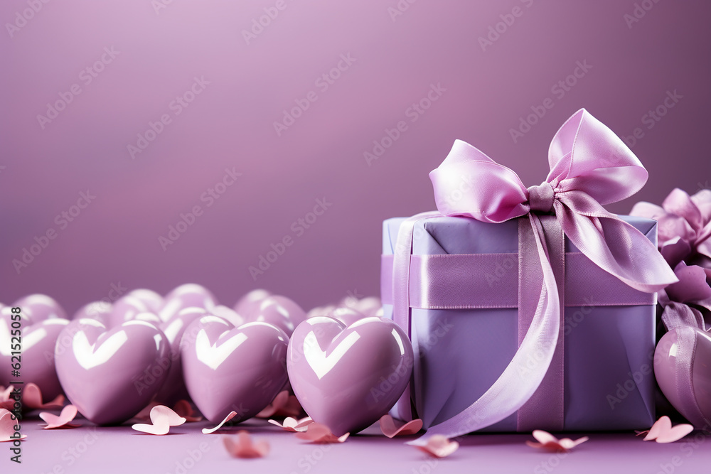 Valentine's day, copy space on soft purple background. AI generative Valentine's day, copy space on soft purple background. AI generative