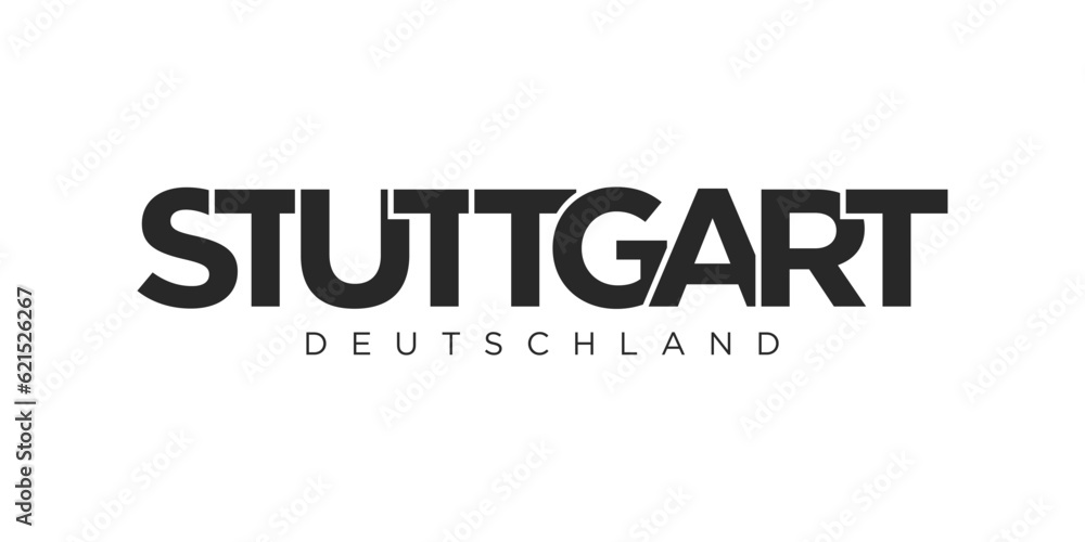 Stuttgart the city of Germany as a graphic symbol and text element, set against a white background, is perfect for travel banners, posters, and postcards. Stuttgart the city of Germany as a graphic symbol and text element, set against a white background, is perfect for travel banners, posters, and postcards.