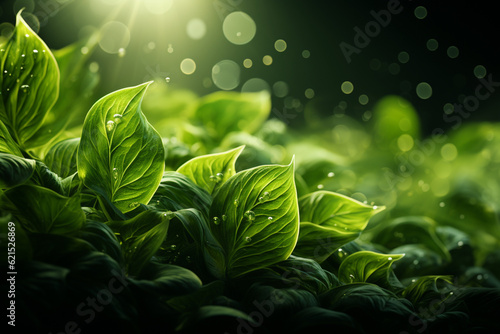 Leafy swirl Green leaves twirl in the air, representing the beauty of nature Generative AI