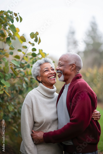 Happy senior couple capturing love and togetherness, AI generated