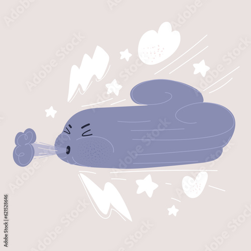 Vector illustration of An image of a Windy Day Cloud Blowing Wind