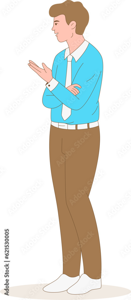 Business Man Describing, Flat Cartoon Character Vector Business Man Describing, Flat Cartoon Character Vector