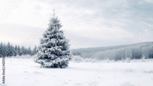 Christmas Day, Christmas tree with snow. Generate Ai © tong2530