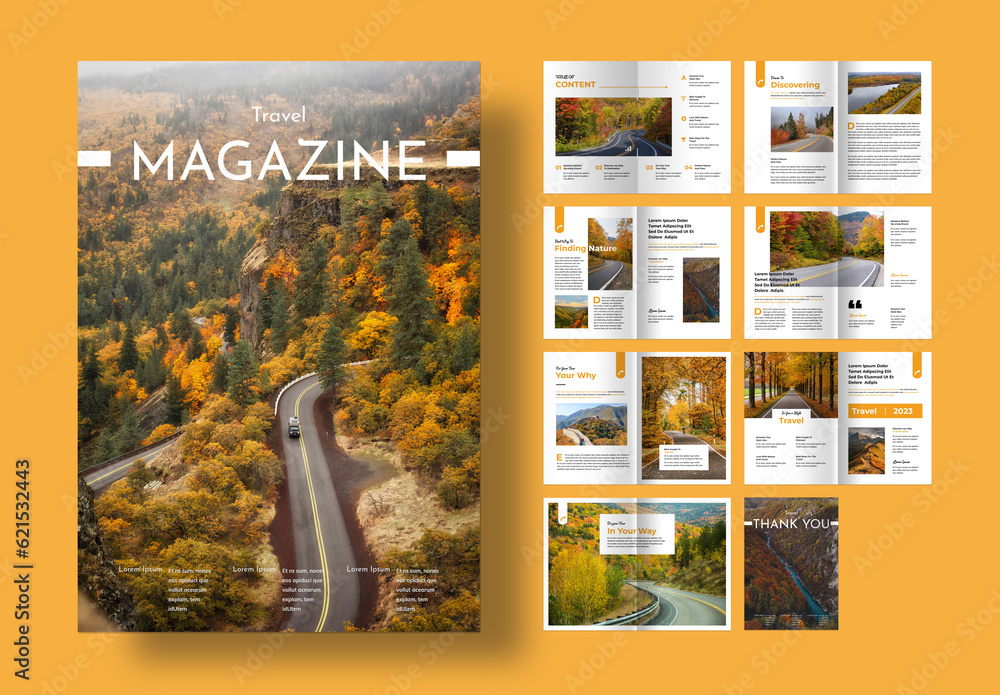 Travel Magazine Layout Stock Template | Adobe Stock