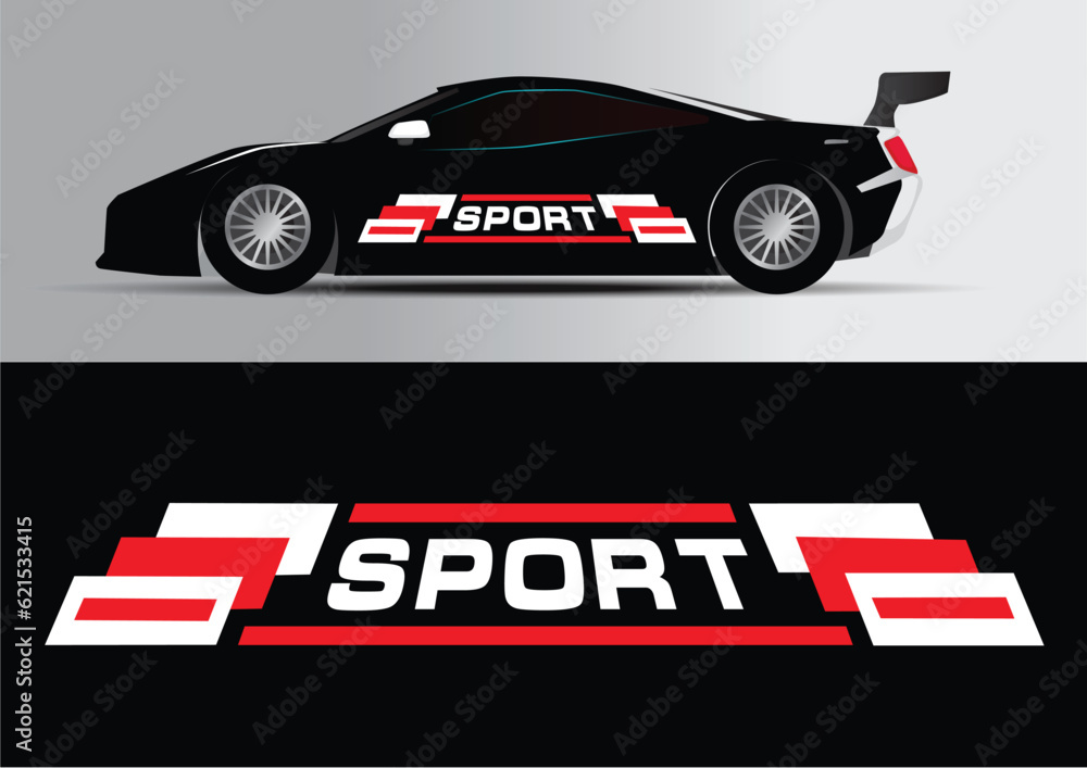 Sport car decal stripes. Car tuning stickers, speed racing stripes. Red markings for transport. Isolated on black background P131
Sport car decal stripes. Car tuning stickers, speed racing stripes. Red markings for transport. Isolated on black background P131