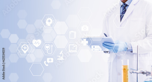 Global Healthcare Connectivity, Doctor Diagnosing with Online Services