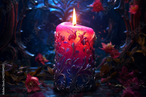 A beautiful enchanting magical burning candle