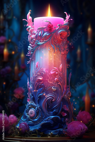 A beautiful enchanting magical burning candle