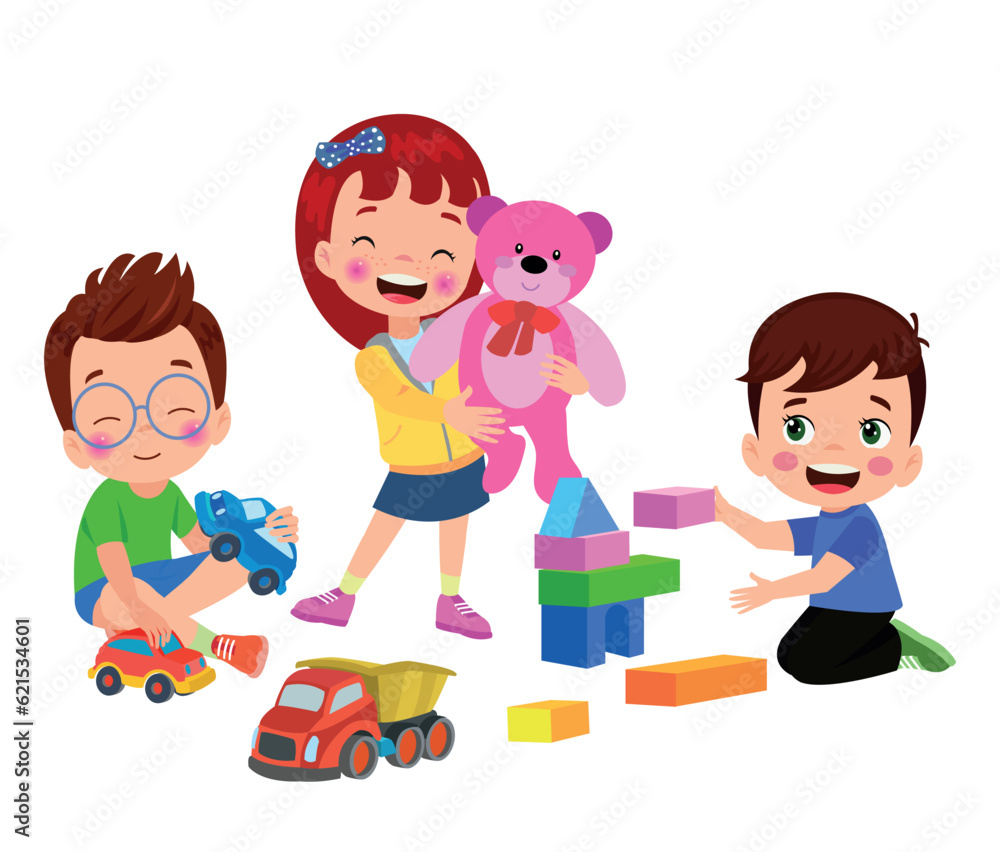 Vector Illustration Of Kid Playing With Building Blocks Vector Illustration Of Kid Playing With Building Blocks