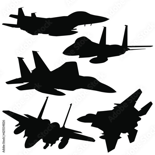 jet fighter silhouette set vector