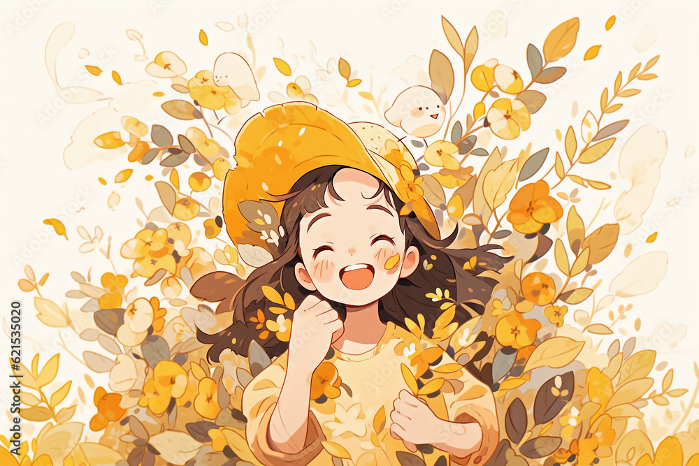 Beginning of autumn solar terms characters outdoor activities autumn high and refreshing natural scenery illustration Beginning of autumn solar terms characters outdoor activities autumn high and refreshing natural scenery illustration