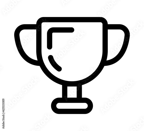 Vector trophy icon. Simple line winner symbol design. 