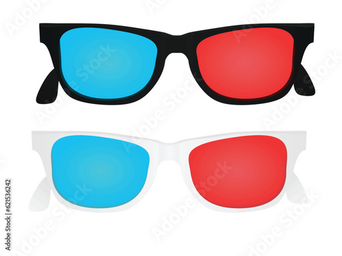Black and white 3D glasses. vector illustration