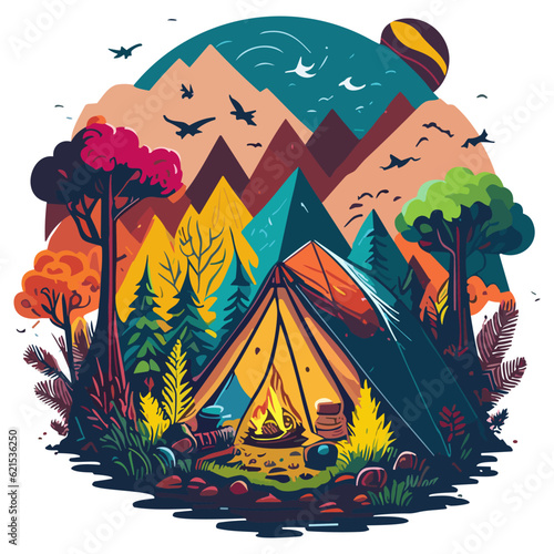 Camping clipart is used for print on demand designs, apparel, and accessories, allowing you to capture the essence of outdoor adventures and create products that resonate with camping enthusiasts