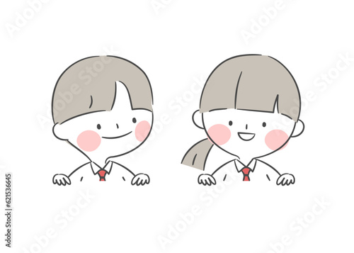 잡고 있는 포즈의 학생 캐릭터