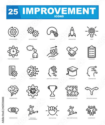 Set of outline improvement vector icons.