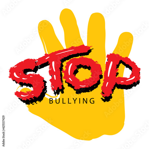 Stop bullying hand lettering. Poster quote.