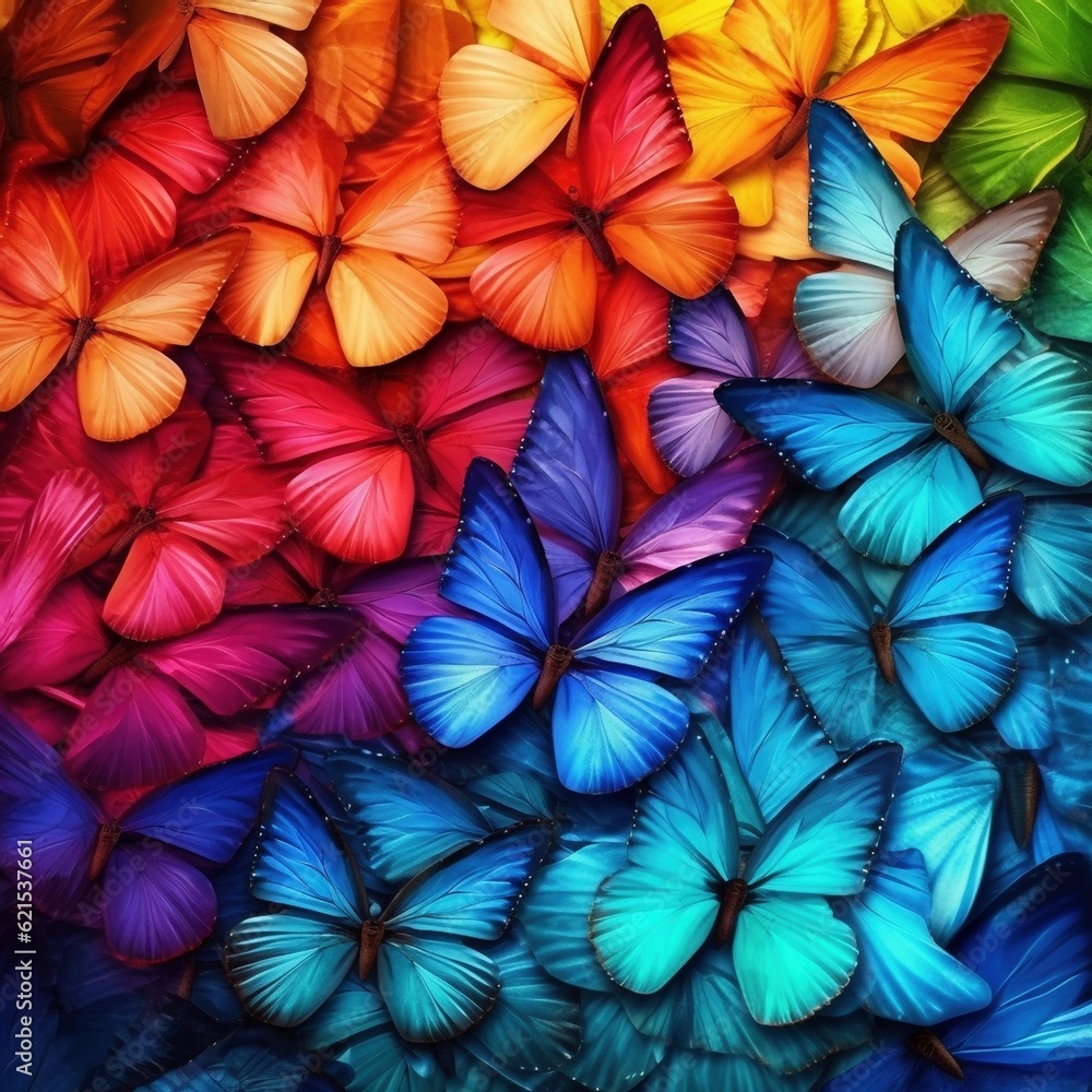 Pattern made of multicolor butterflies