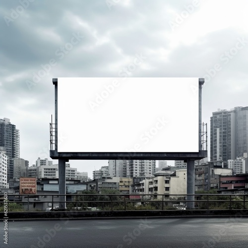 Empty white city billboard