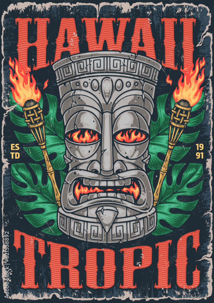 Obraz premium Hawaii tropic mascot sticker colorful