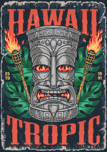 Hawaii tropic mascot sticker colorful