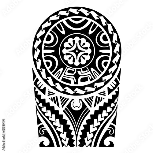 Wrap around arm polynesian tattoo design. Pattern aboriginal samoan. illustration EPS10