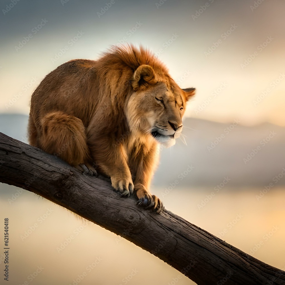Naklejka premium lion in the zoo