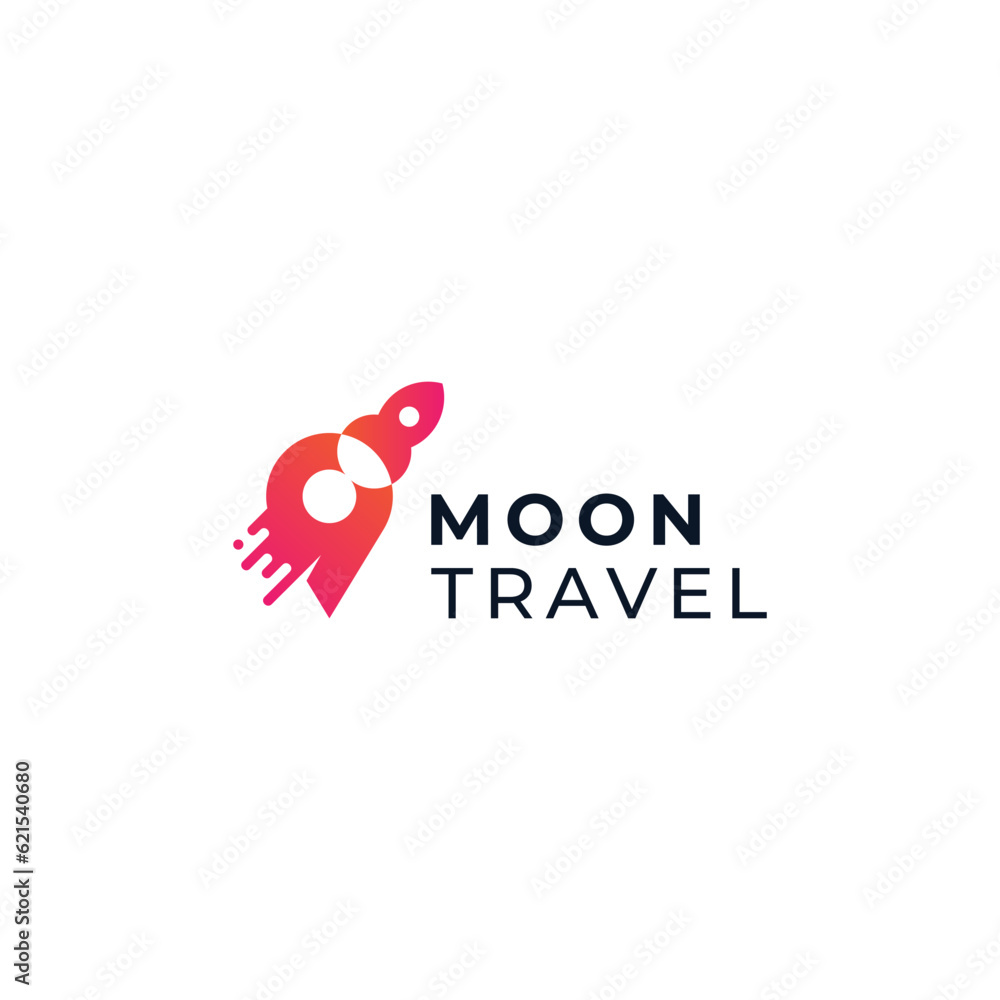 rocket and pin for transportation and travel logo design