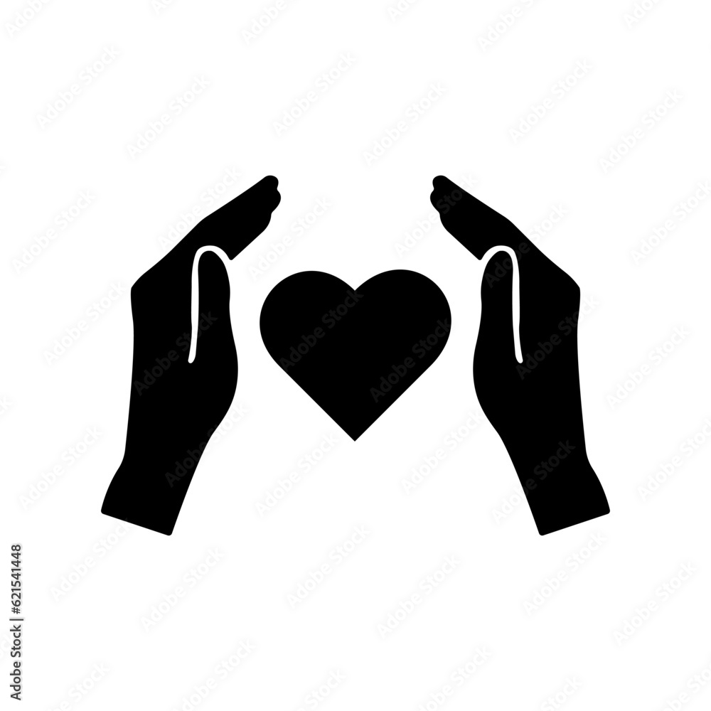 Vector illustration of two hands guarding the heart. The illustration is drawn on white style Vector illustration of two hands guarding the heart. The illustration is drawn on white style