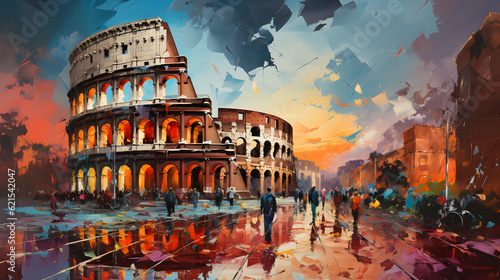 Print op canvas Abstract Art The Colosseum