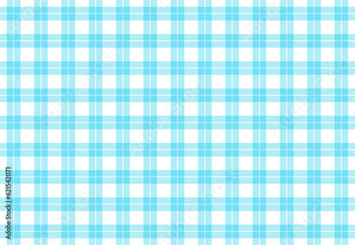Buffalo plaid pattern woven from two different colors, light blue and white, creating a symmetrical arrangement of intersecting stripes, lovely background used as home decor or culinary presentation