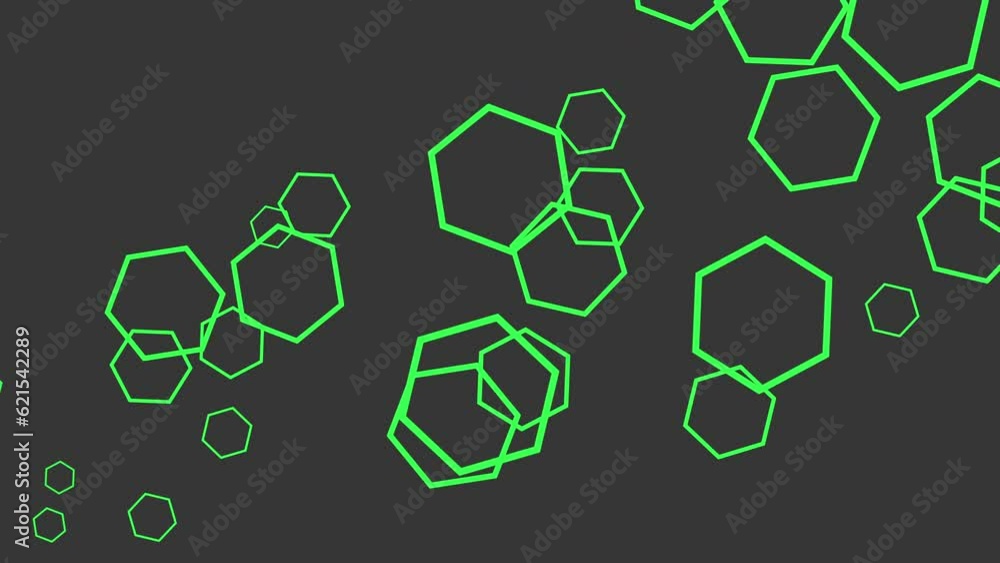 Random flying green geometric hexagons on black gradient, motion simple business and corporate style background Random flying green geometric hexagons on black gradient, motion simple business and corporate style background