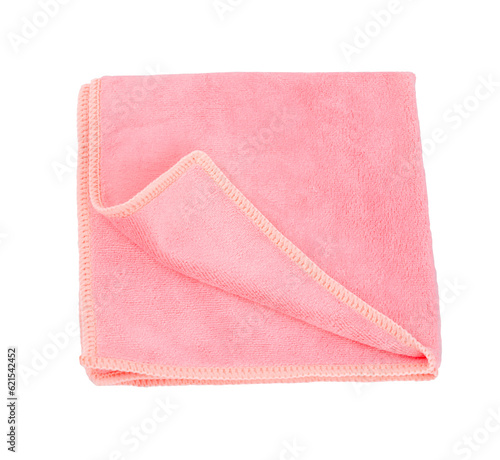 The Pink Microfiber Towel isolated on white background, Save clipping path.