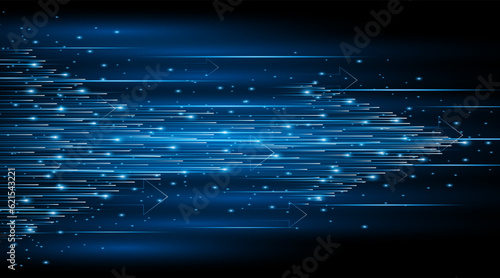 Abstract arrows running at high speed. High speed internet technology concept or fast wireless data transmission. modern internet network connection technology background