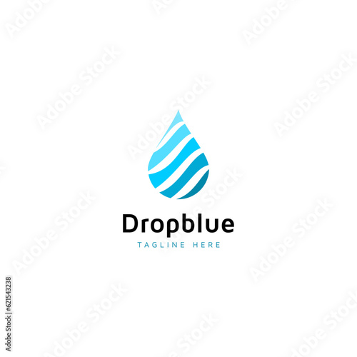 Modern simple water drop logo. Clean attractive blue color. Vector template
