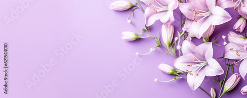 beautiful spring flowers on paper background. Generative AI