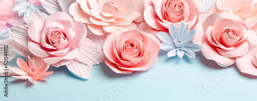 beautiful spring flowers on paper background. Generative AI