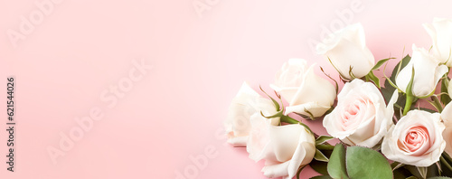 beautiful spring flowers on paper background. Generative AI